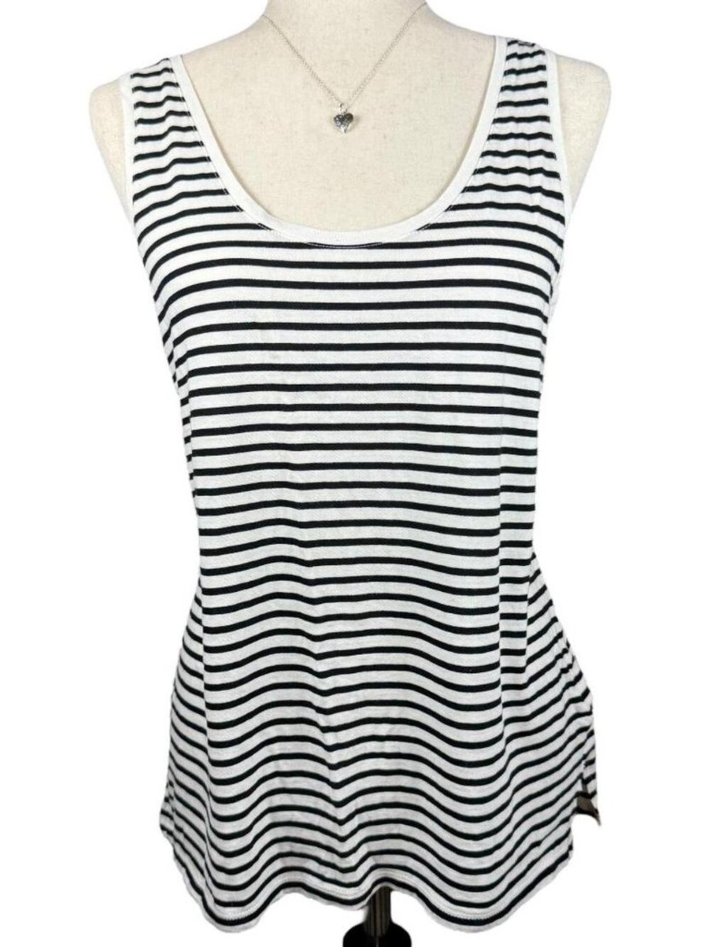 Old Navy boxy white and black horizontal striped tank top